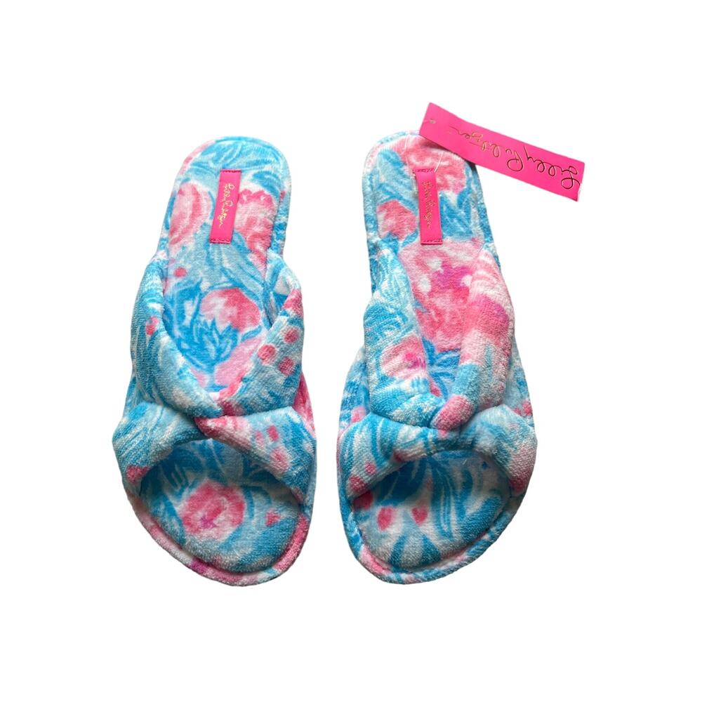 Lilly Pulitzer My Little Peony Terry Cloth Slippers | 9/10 NWT